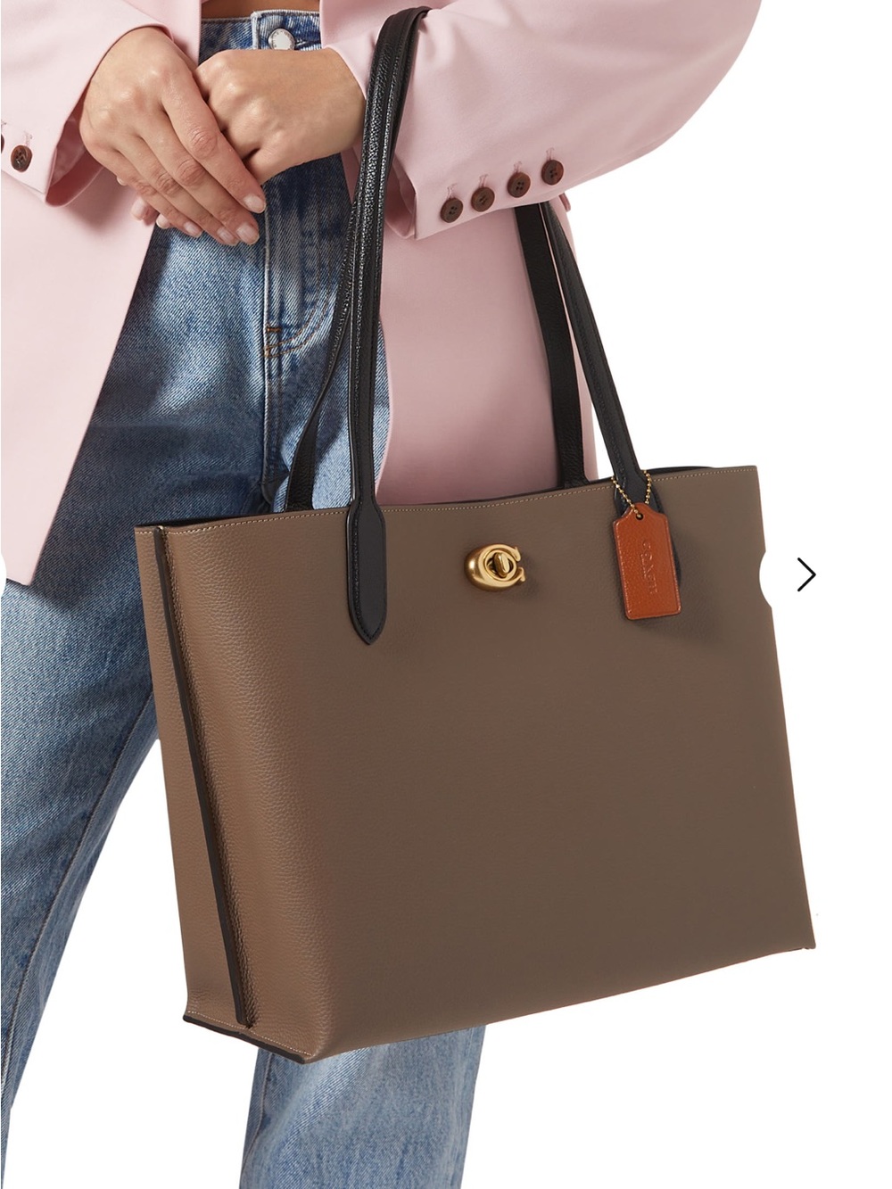 Coach Willow Colorblock Brown and Black Leather Tote